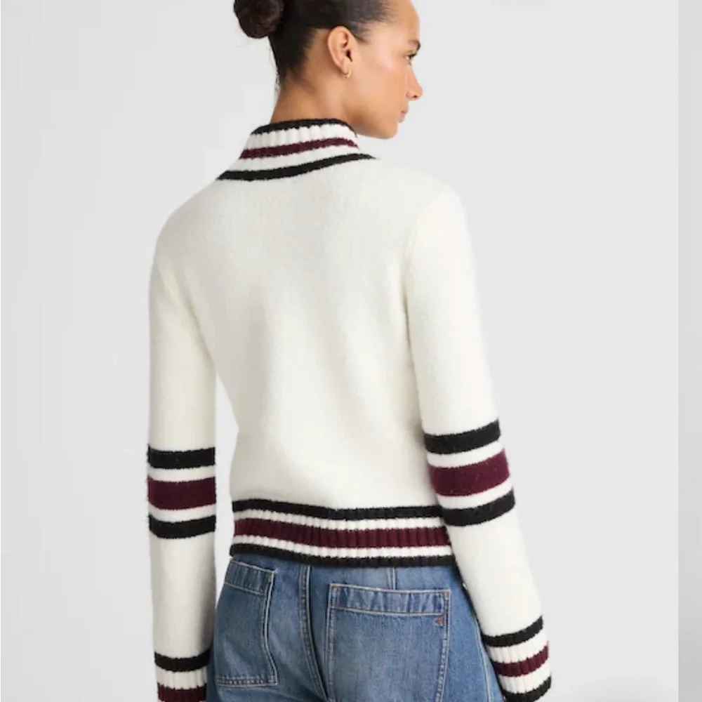 Ivory Sweater with Black and Burgundy Accents